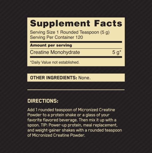 Optimum Nutrition Micronized Creatine Monohydrate Powder, Unflavored, Keto Friendly Optimum Nutrition