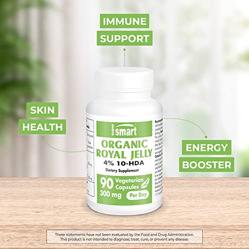 Supersmart - Organic Royal Jelly 300mg per Day (High Strength 4% 10-HDA) - Freeze Supersmart