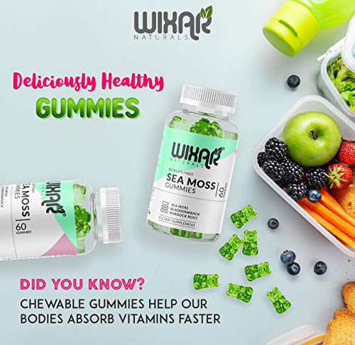 WIXAR NATURALS Sea Moss Gummies - Natural Irish Sea Moss and Bladderwrack 