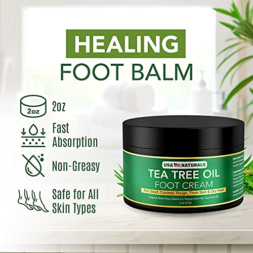 Tea Tree Oil Foot Cream For Dry Cracked Heels Repair - Natural Foot Cream For Dry Cracke USA Naturals