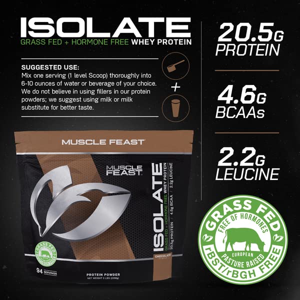 Muscle Feast Grass-Fed Whey Protein Isolate, All Natural Hormone Free Pasture Raised Muscle Feast