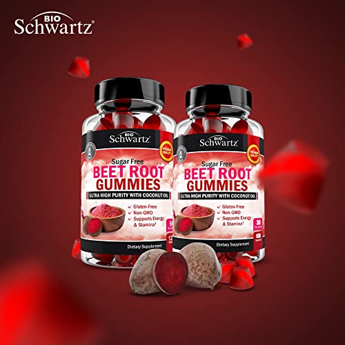 Sugar Free Beet Root Gummies - Nitric Oxide Beet Chews Infused with Coconut Oil BioSchwartz
