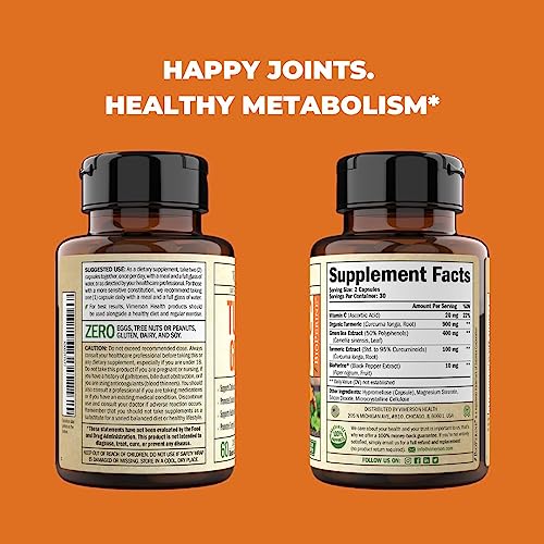 Green Tea Extract Capsules - Green Tea Supplement with Organic Turmeric Curcumin Vimerson Health