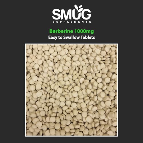 SMUG Supplements Berberine Tablets - 100 High Strength 1000mg Pills - Can Promote SMUG Supplements