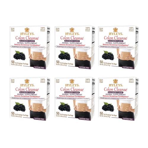 Hyleys Colon Cleanse Tea Blackberry Flavor - 50 Tea Bags (6 Pack - 300 Tea Bags Total)
