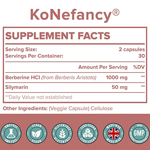 KoNefancy Berberine 1000mg with Silymarin,High Absorption Berberine HCL Supplements KoNefancy