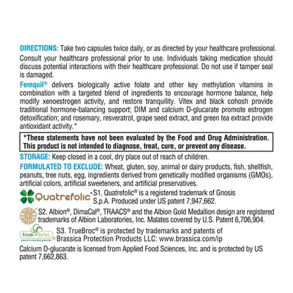 XYMOGEN Femquil - Supports Healthy Hormone Balance for Women with Folate, Calcium D-glucarate