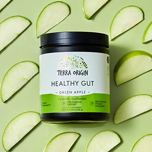 Healthy Gut Green Apple | 30-Servings with L-Glutamine, Zinc, Glucosamine, Slippery TERRA ORIGIN