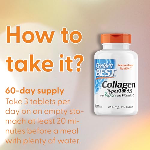 Doctor's Best, Collagen Types 1 and 3, Peptane & Vitamin C, 1,000mg, 180 Tablets Doctor's BEST