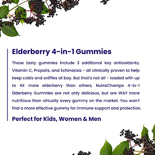 NutraChamps Elderberry Gummies with Vitamin C, Propolis & Echinacea NutraChamps