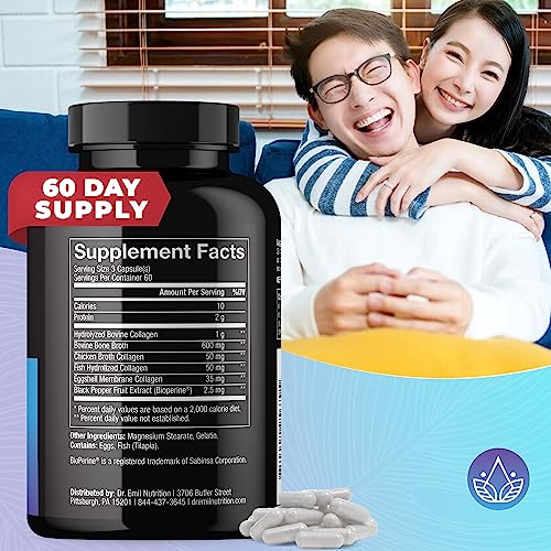 DR EMIL NUTRITION Multi Collagen Pills - 180 Capsules - Collagen Supplements to Support DR EMIL NUTRITION