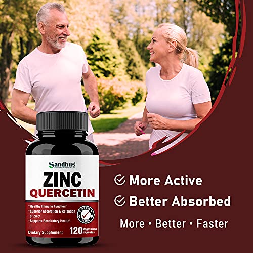 Sandhu's Zinc Quercetin 120 Vegetarian Capsules – Zinc Supplements for Antioxidant Sandhu's