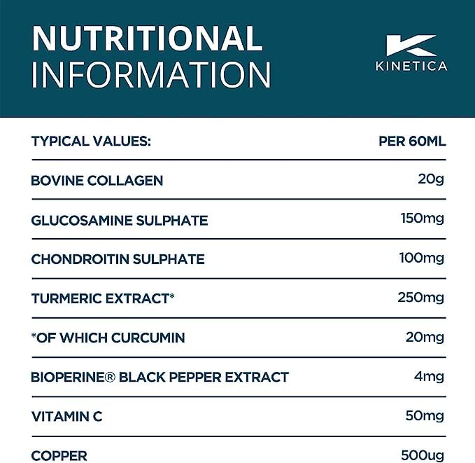 Kinetica Collagen with Turmeric (12-Pack) 20g Collagen & 50mg Vitamin C. Orange & Mango Flavour Kinetica