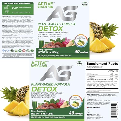 Active Green Pro - Detox Powder, Blend of Synergistic Liver Herbs, Reishi, Moringa Active Green Pro