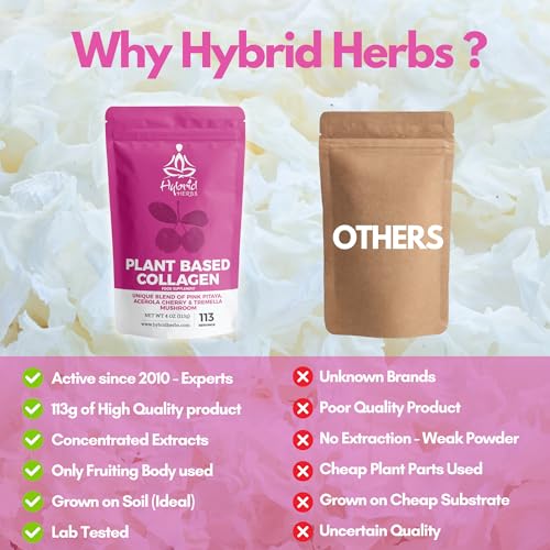 HYBRID HERBS – Plant Based Collagen Powder - Anti Aging Supplement for Skin, Wrinkles Hybrid Herbs