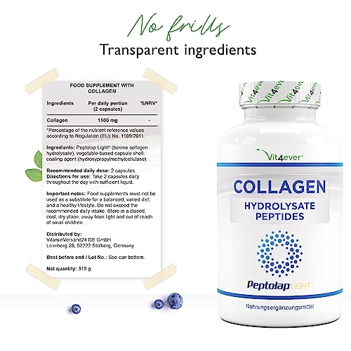 Collagen - 365 Capsules - 1500 mg per Daily Serving - Premium: 100% Bovine Collagen Vit4ever