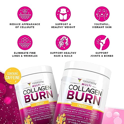 Multi Collagen Burn: Multi-Type Hydrolyzed Protein Peptides with Hyaluronic Acid, Vitamin Vitauthority