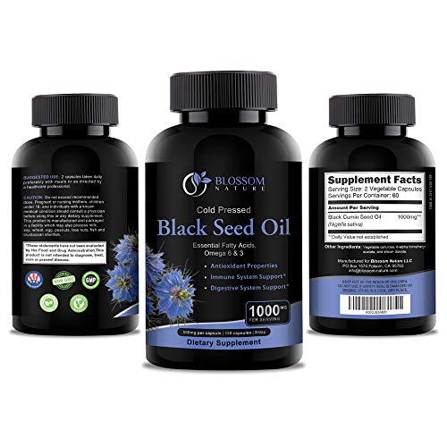 Black Seed Oil Capsules 1000mg - Premium Black Cumin Seed Oil Capsules - Black Seed Blossom Nature