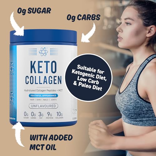 Applied Nutrition Keto Protein Powder, Hydrolysed Collagen Peptides + MCT Healthy Fats & Skin, Ketogenic & Paleo Diet Applied Nutrition