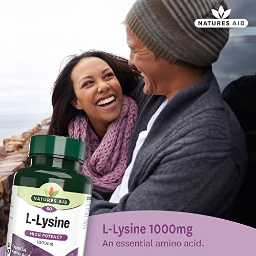 Natures Aid L-Lysine 1000 mg, High Potency Essential Amino Acid, Vegan, 60 Tablets natures aid