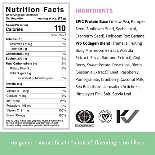 Sprout Living Epic Protein, Plant Based Protein & Superfoods Powder, Pro Collagen, Sprout Living