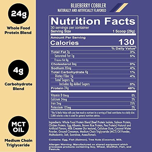 REDCON1 MRE Lite Whole Food Protein Powder, Blueberry Cobbler - Low Carb & Whey REDCON1
