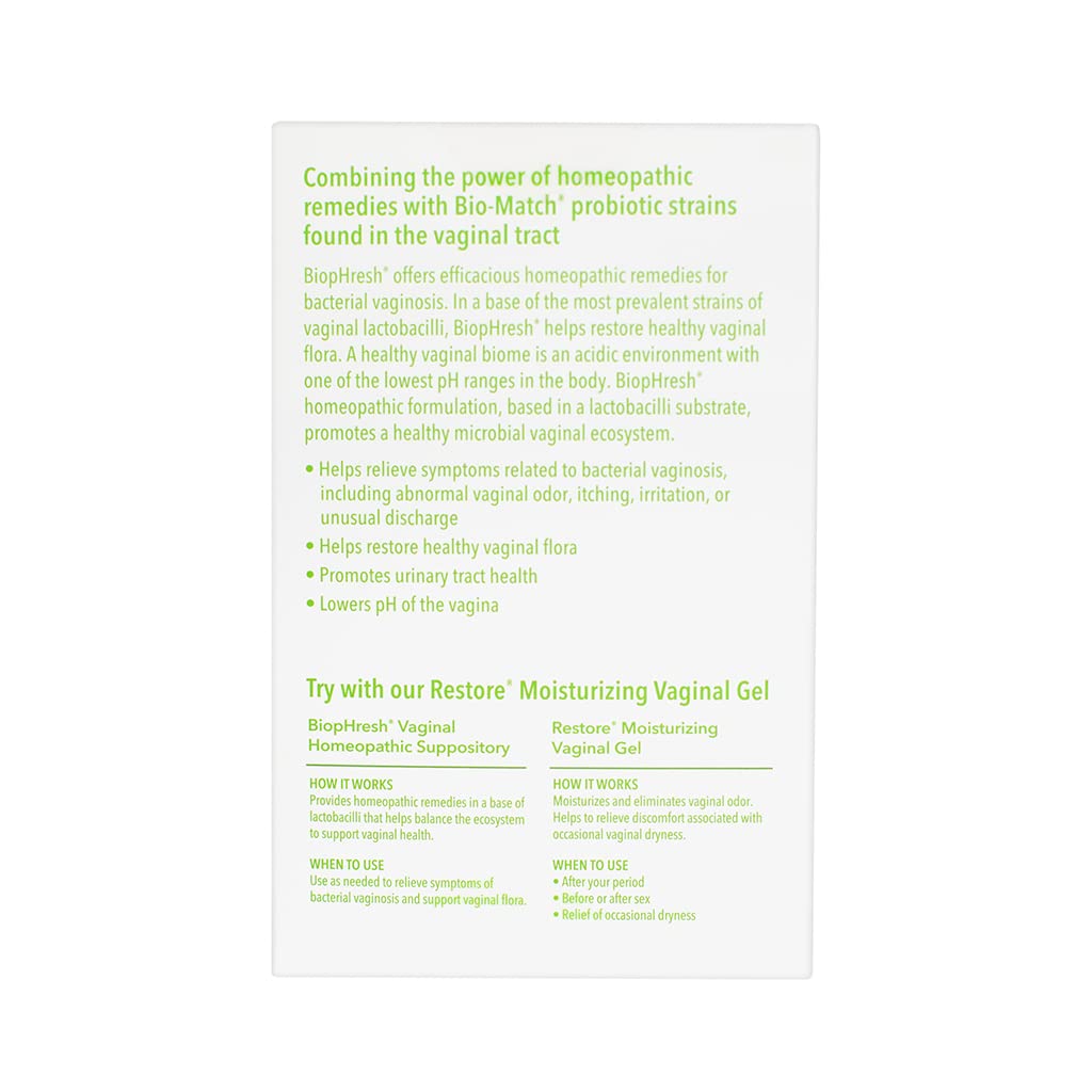 Good Clean Love BiopHresh Vaginal Homeopathic Suppository, Bacterial Vaginosis Treatment for Women Good Clean Love