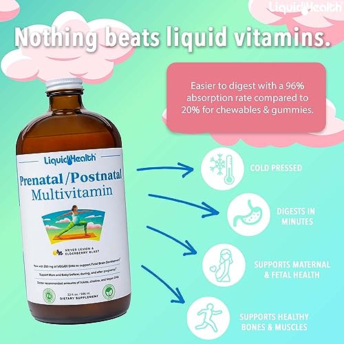 LIQUIDHEALTH Prenatal/Postnatal Multiple Liquid Women's Multivitamin with Real Folate LIQUIDHEALTH