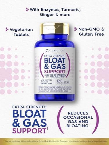Carlyle Bloat & Gas Support for Men & Women | 120 Tablets | Extra Strength Pills | Supplement Carlyle