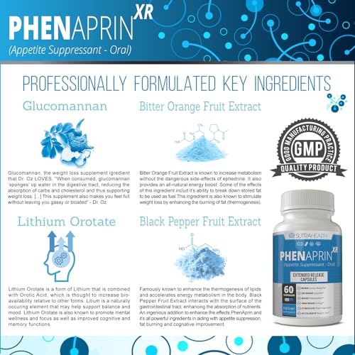 PhenAprin XR Maximum Strength Appetite Suppressant Diet Pills - 2-Pack, Metabolism Boosting SutraHealth