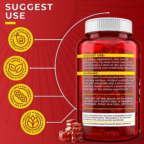 Keto ACV Gummies 1500 mg - Low Sugar Green Apple Flavor - Vegan ACV Keto Gummies SunVerde