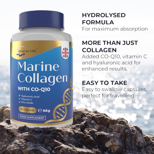 Reverse Life Marine Collagen Capsules 1200mg – with Hyaluronic Acid & Vitamin C + Q10 Reverse Life