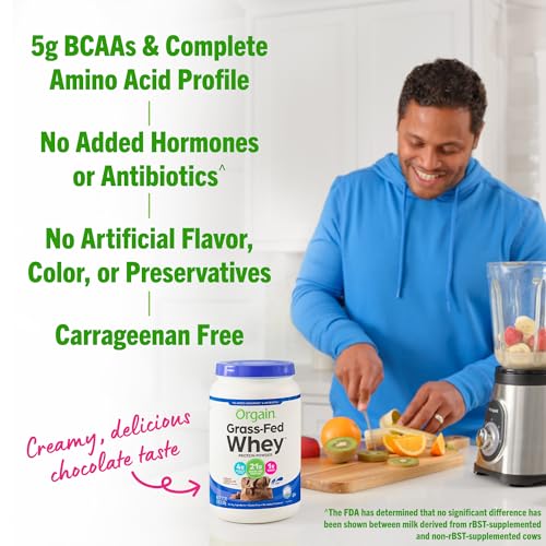 Orgain Whey Protein Powder, Creamy Chocolate Fudge - 21g Grass Fed Dairy Protein Orgain