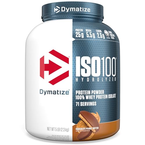 Dymatize ISO 100 Whey Protein Powder with 25g of Hydrolyzed 100% Whey Isolate