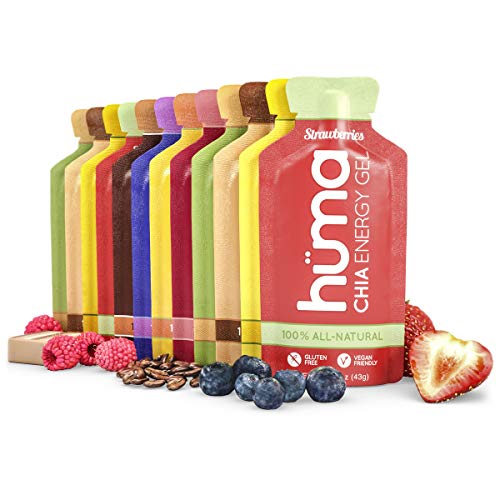 Huma Chia Energy Gel, Variety 12 Pack - Stomach Friendly, Real Food Energ