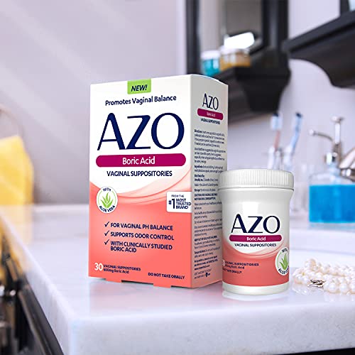 AZO Boric Acid Vaginal Suppositories, Helps Support Odor Control and Balance Vaginal PH AZO
