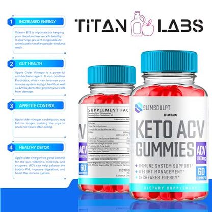 (2 Pack) Slimsculpt Keto ACV Gummies, Slim Sculpt Keto ACV Gummies Advanced Weight Loss 1000MG