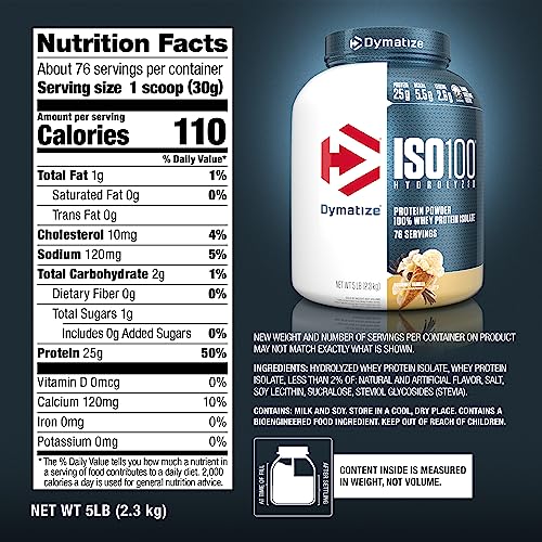 Dymatize ISO 100 Protein Powder with 25g of Hydrolyzed 100% Whey Isolate, Vanilla 5 Dymatize