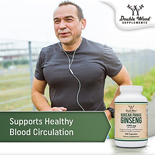 Ginseng Capsules (Korean Red Ginseng Extract, Panax Ginseng 10% Ginsenosides) Double Wood Supplements
