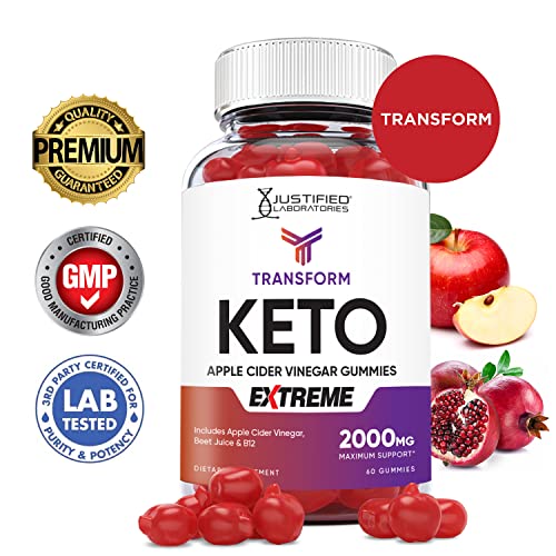 Transform Keto ACV Gummies Extreme Formula 2000MG Vegan Non GMO with Pomegranate Justified Laboratories