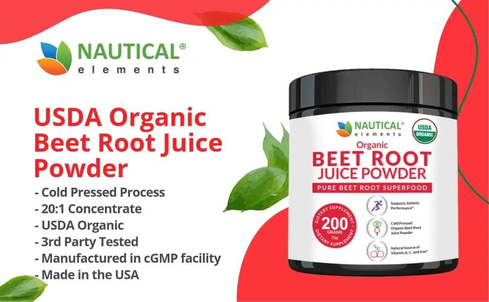 Beet Juice Powder Organic - Cold Pressed - 20:1 Concentrate - Concentrated Beet Root Nautical Elements