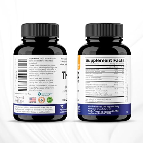Sandhu's Thyroid Support Complex with Iodine Supplement|60 Capsules, 30 Days Supply Sandhu's