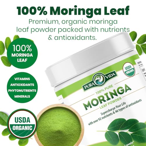 PURA VIDA MORINGA Moringa Powder Organic Single Origin - Premium 100% Leaf Powder PURA VIDA MORINGA
