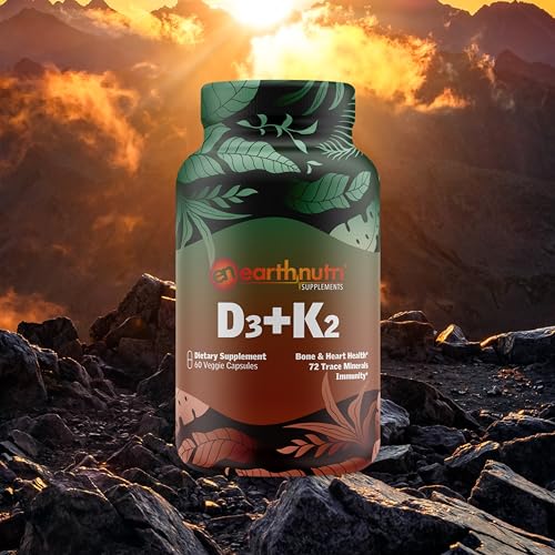EarthNutri D3 + K2 Bone & Heart Health - 72 Trace Minerals, Vitamin D3 Vitashine, MENA EarthNutri