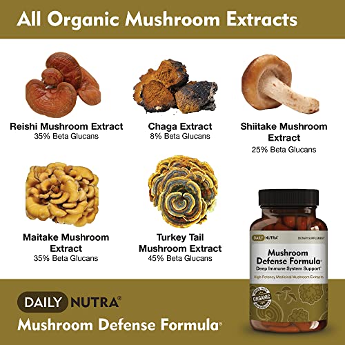 DailyNutra Mushroom Defense Formula - Immune Support Supplement | Organic DailyNutra