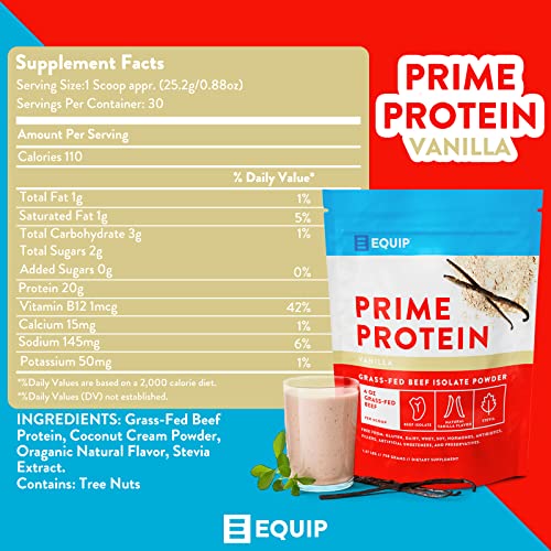 Equip Foods Prime Protein - Grass Fed Beef Protein Powder Isolate - Gluten Free Carnivore Equip