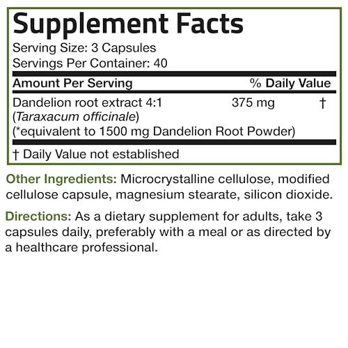 Bronson Dandelion Root High Potency Supplement, Supports Overall Good Health & Well Bronson