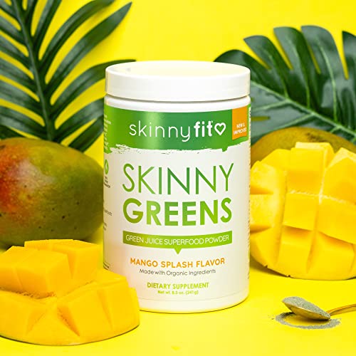 SkinnyFit Mango Splash Skinny Greens, Green Juice Superfood Powder, Natural Energy SkinnyFit
