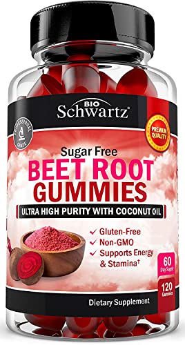 Sugar Free Beet Root Gummies - Nitric Oxide Beet Chews Infused with Coconut Oil 