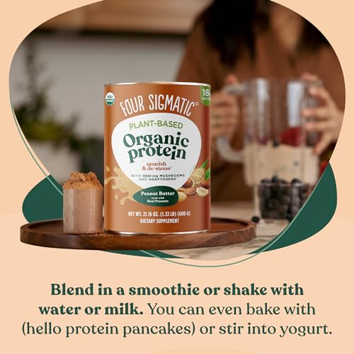 Four Sigmatic Organic Plant-Based Protein Powder Peanut Butter Protein with Lion’s Mane Four Sigmatic